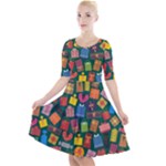 Christmas Presents Quarter Sleeve A-Line Dress