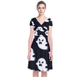 cute Ghosts Short Sleeve Front Wrap Dress