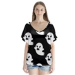 cute Ghosts V-Neck Flutter Sleeve Top