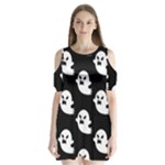 cute Ghosts Shoulder Cutout Velvet One Piece