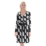 cute Ghosts Long Sleeve Velvet Front Wrap Dress