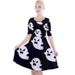 cute Ghosts Quarter Sleeve A-Line Dress