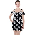 cute Ghosts Ruffle Cut Out Chiffon Playsuit