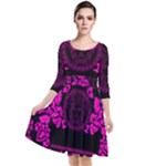 pink Medusa Quarter Sleeve Waist Band Dress