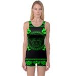 lime green Medusa One Piece Boyleg Swimsuit