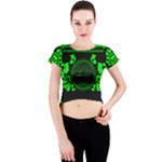 lime green Medusa Crew Neck Crop Top