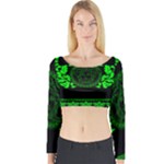 lime green Medusa Long Sleeve Crop Top