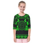 lime green Medusa Kids  Quarter Sleeve Raglan Tee