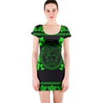 lime green Medusa Short Sleeve Bodycon Dress