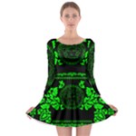 lime green Medusa Long Sleeve Skater Dress