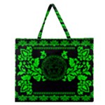 lime green Medusa Zipper Large Tote Bag