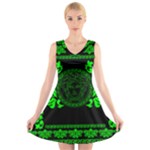 lime green Medusa V-Neck Sleeveless Dress