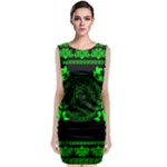 lime green Medusa Sleeveless Velvet Midi Dress