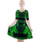 lime green Medusa Quarter Sleeve A-Line Dress