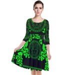 lime green Medusa Quarter Sleeve Waist Band Dress