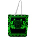 lime green Medusa Full Print Rope Handle Tote (Large)