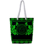 lime green Medusa Full Print Rope Handle Tote (Small)