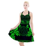 lime green Medusa Halter Party Swing Dress 