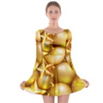 gold christmas ornaments Long Sleeve Skater Dress