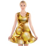 gold christmas ornaments V-Neck Sleeveless Dress