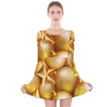 gold christmas ornaments Long Sleeve Velvet Skater Dress