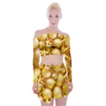 gold christmas ornaments Off Shoulder Top with Mini Skirt Set