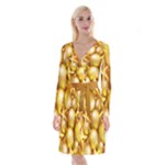 gold christmas ornaments Long Sleeve Velvet Front Wrap Dress