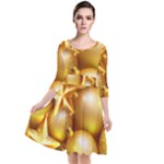 gold christmas ornaments Quarter Sleeve Waist Band Dress