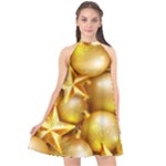 gold christmas ornaments Halter Neckline Chiffon Dress 