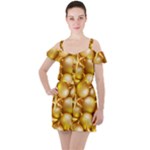 gold christmas ornaments Ruffle Cut Out Chiffon Playsuit