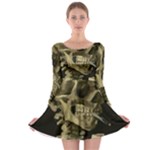 van gogh Skull Long Sleeve Skater Dress