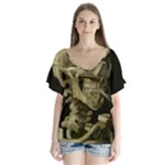 van gogh Skull V-Neck Flutter Sleeve Top