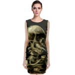 van gogh Skull Sleeveless Velvet Midi Dress