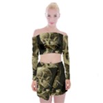 van gogh Skull Off Shoulder Top with Mini Skirt Set