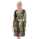 van gogh Skull Long Sleeve Velvet Front Wrap Dress