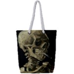 van gogh Skull Full Print Rope Handle Tote (Small)