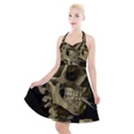 van gogh Skull Halter Party Swing Dress 