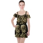 van gogh Skull Ruffle Cut Out Chiffon Playsuit