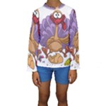 funny thanksgiving turkey Kids  Long Sleeve Swimwear