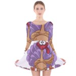 funny thanksgiving turkey Long Sleeve Velvet Skater Dress