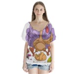 funny thanksgiving turkey V-Neck Flutter Sleeve Top