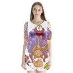 funny thanksgiving turkey Shoulder Cutout Velvet One Piece