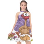 funny thanksgiving turkey Halter Neckline Chiffon Dress 