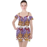 funny thanksgiving turkey Ruffle Cut Out Chiffon Playsuit