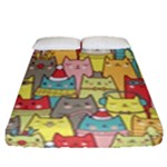 Cute Xmas Cats Fitted Sheet (Queen Size)