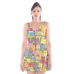 Cute Xmas Cats Scoop Neck Skater Dress