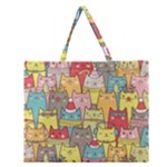 Cute Xmas Cats Zipper Large Tote Bag