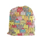 Cute Xmas Cats Drawstring Pouch (XL)