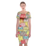 Cute Xmas Cats Classic Short Sleeve Midi Dress