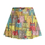 Cute Xmas Cats Mini Flare Skirt